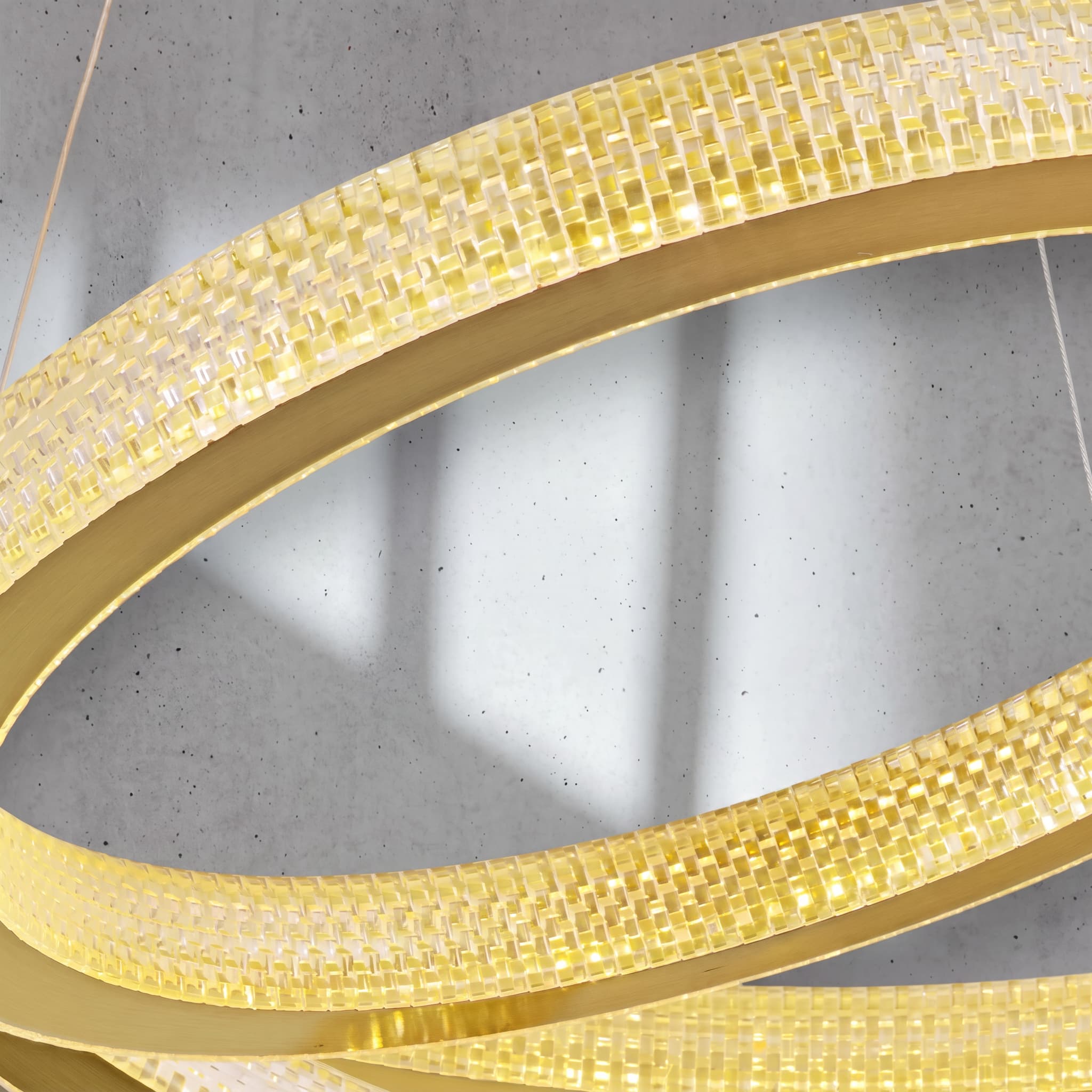 Cyran Modern Entryway Chandelier 3 Rings Crystal Gold Finish - Cyran Lamps
