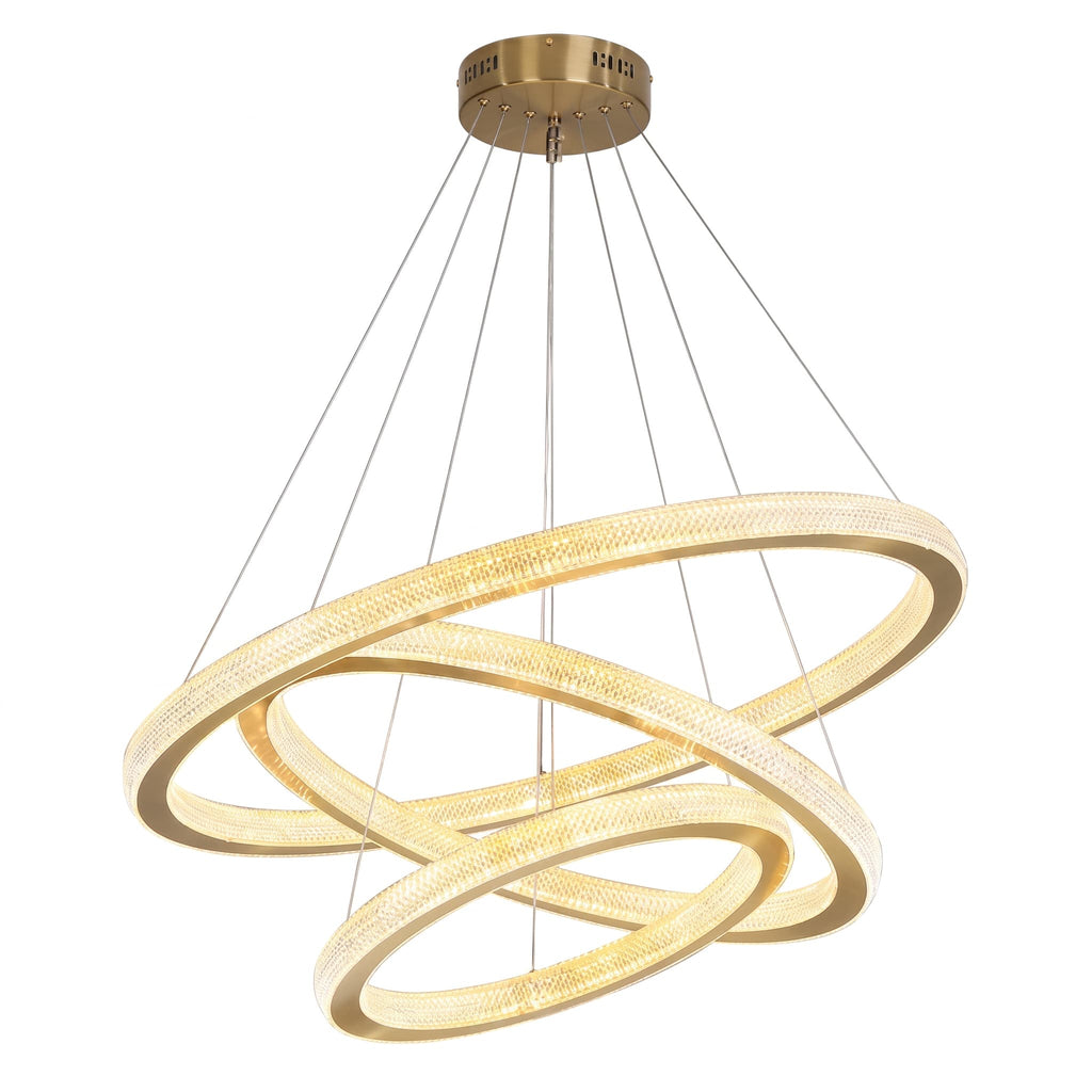 Cyran Modern Entryway Chandelier 3 Rings Crystal Gold Finish - Cyran Lamps