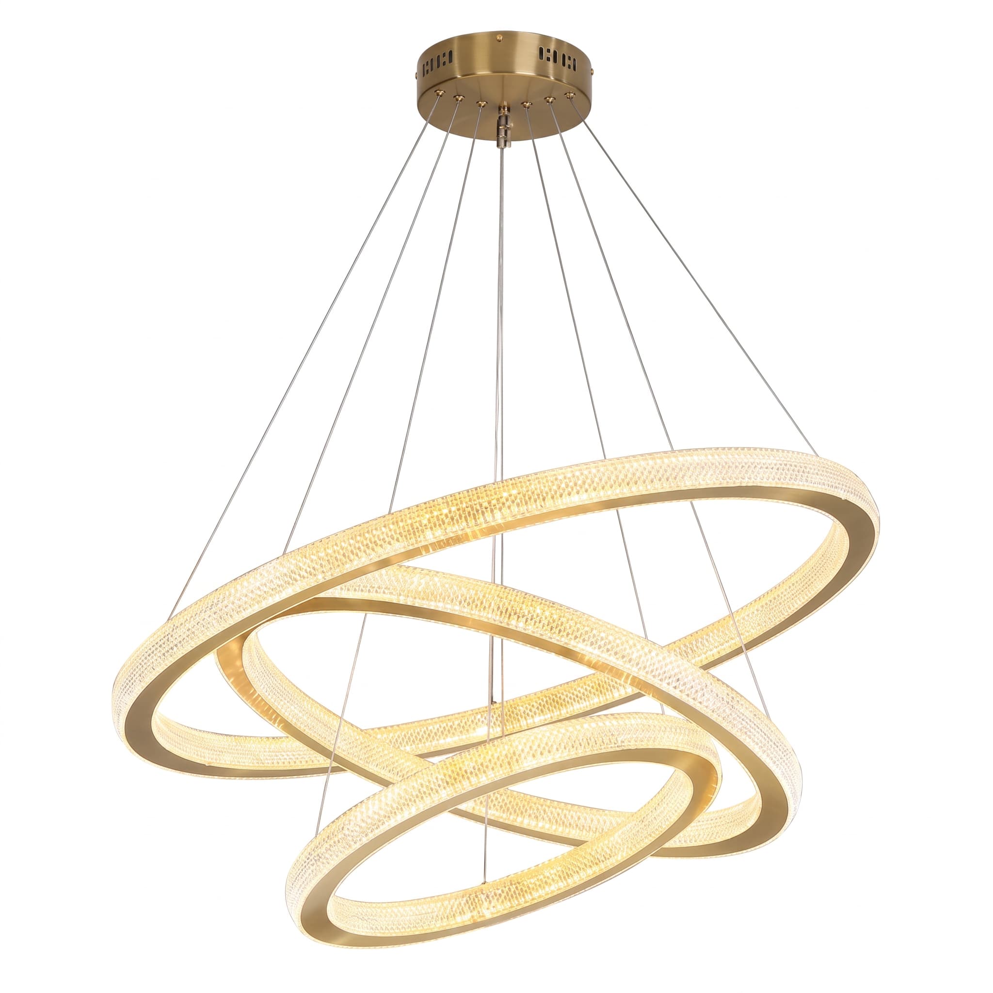 Cyran Modern Entryway Chandelier 3 Rings Crystal Gold Finish - Cyran Lamps