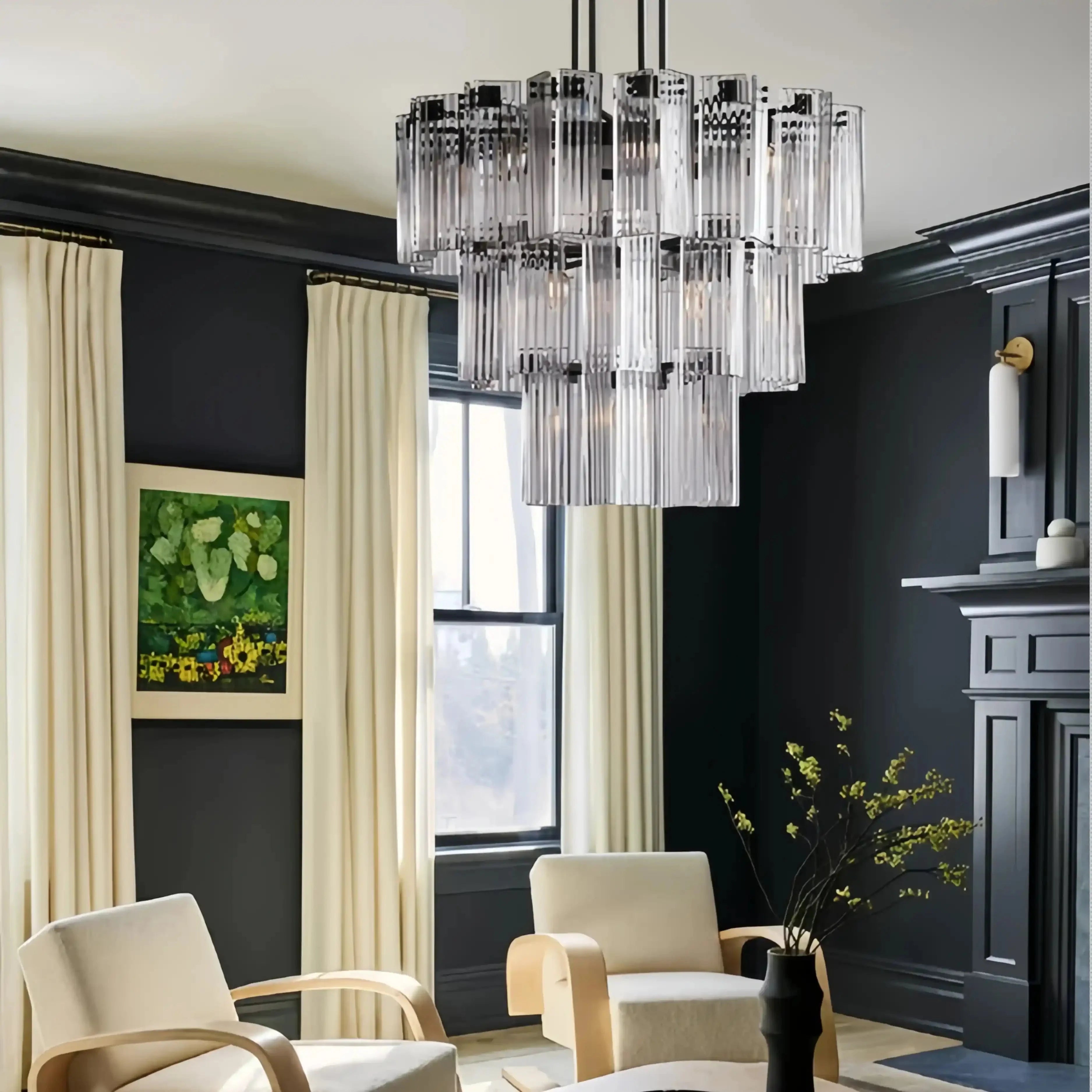 Delsie Round Chandelier 38''48''60'' - Cyran Lamps