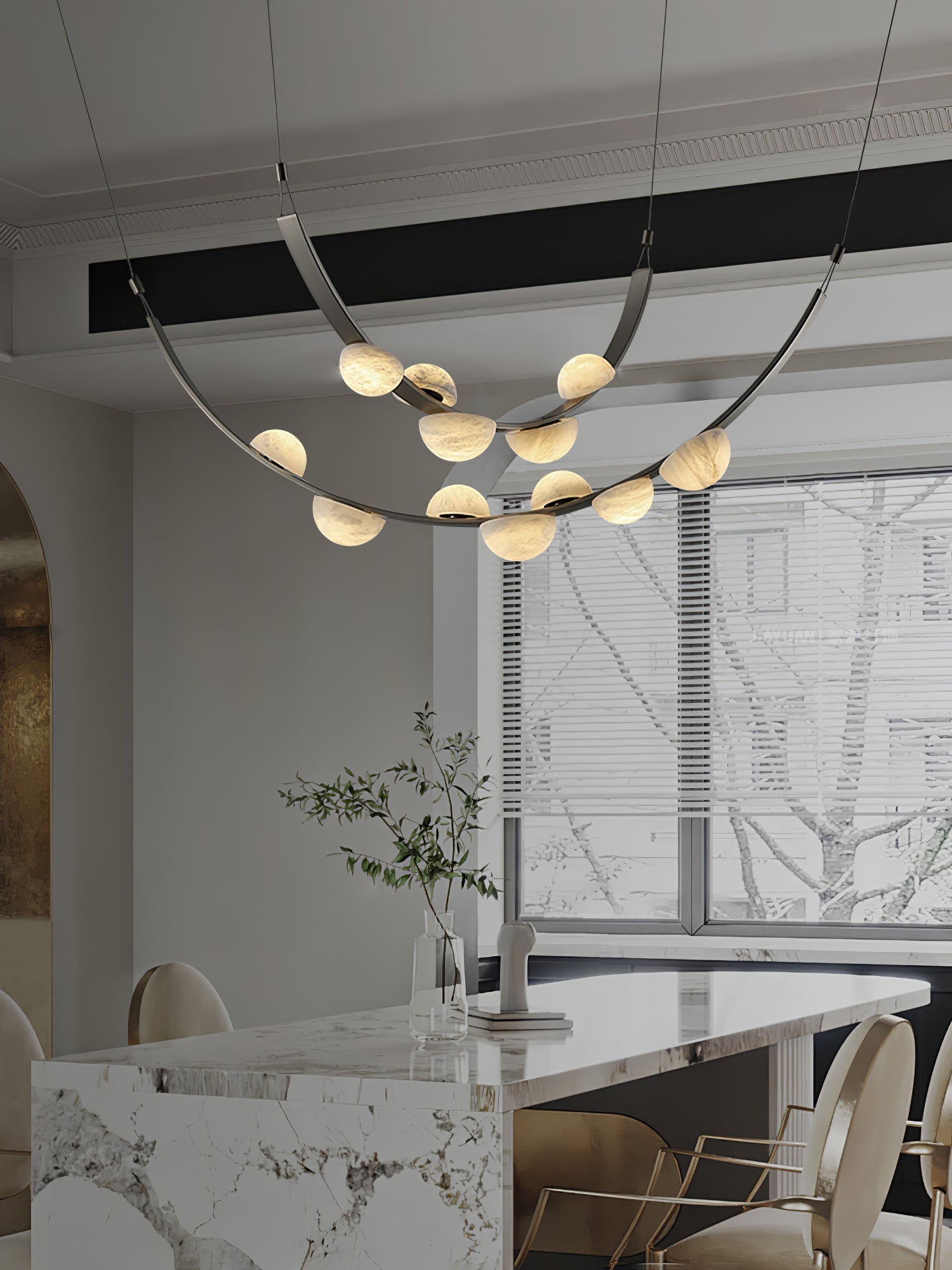 Dew Drops Alabaster Chandelier - L 188cm x H 120cm / L 74″ x H 47.2″Black & WhiteWarm LightCyranlamps