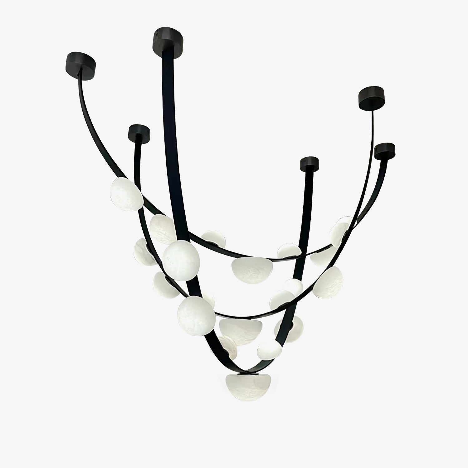 Dew Drops Alabaster Chandelier - L 188cm x H 120cm / L 74″ x H 47.2″Black & WhiteWarm LightCyranlamps