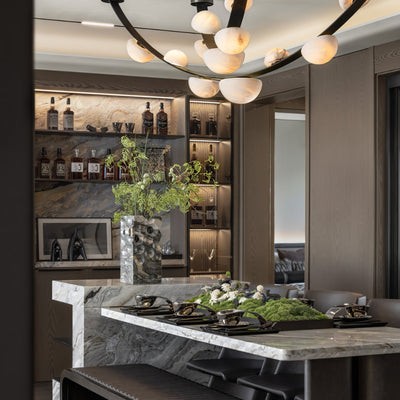 Dew Drops Alabaster Chandelier - L 188cm x H 120cm / L 74″ x H 47.2″Black & WhiteWarm LightCyranlamps