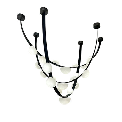 Dew Drops Alabaster Chandelier - L 180cm x H 60cm / L 70.9″ x H 23.6″Black & WhiteWarm LightCyranlamps
