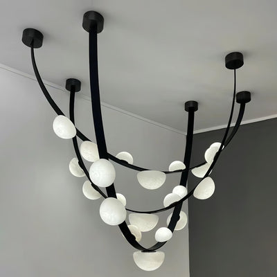 Dew Drops Alabaster Chandelier - L 188cm x H 120cm / L 74″ x H 47.2″Black & WhiteWarm LightCyranlamps