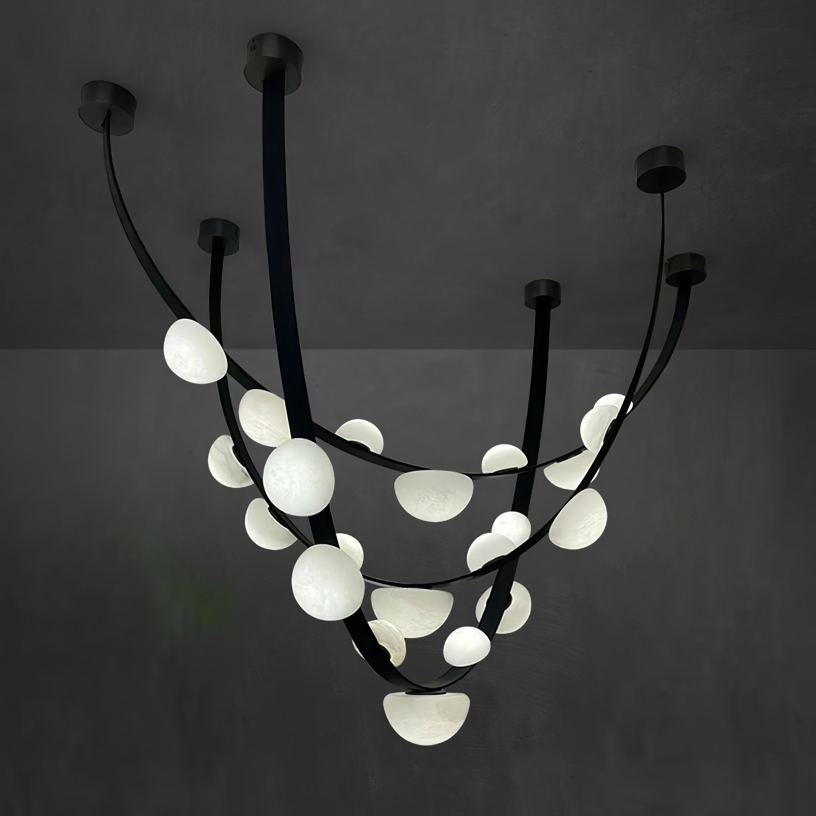 Dew Drops Alabaster Chandelier - L 188cm x H 120cm / L 74″ x H 47.2″Black & WhiteWarm LightCyranlamps