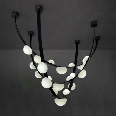 Dew Drops Alabaster Chandelier - L 188cm x H 120cm / L 74″ x H 47.2″Black & WhiteWarm LightCyranlamps