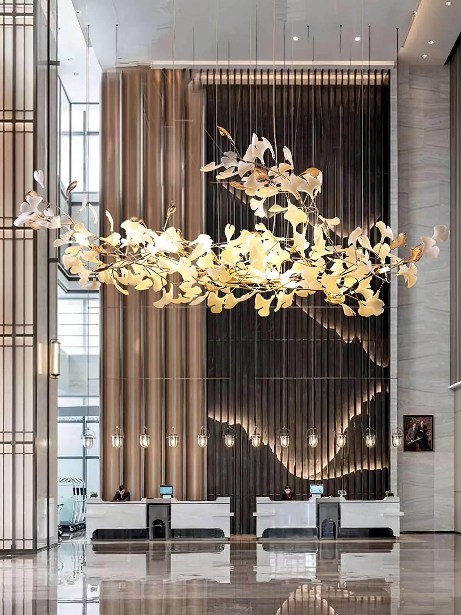 Ebuylight Leaves Combination Gingko Ceramics Chandelier - Cyran Lamps