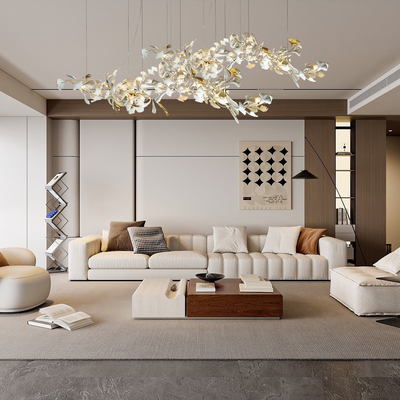 Ebuylight Leaves Combination Gingko Ceramics Chandelier - Cyran Lamps