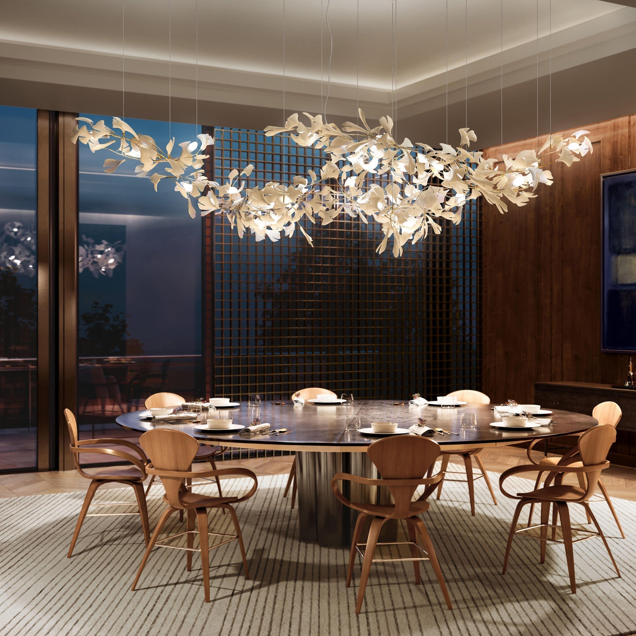 Ebuylight Leaves Combination Gingko Ceramics Chandelier - Cyran Lamps