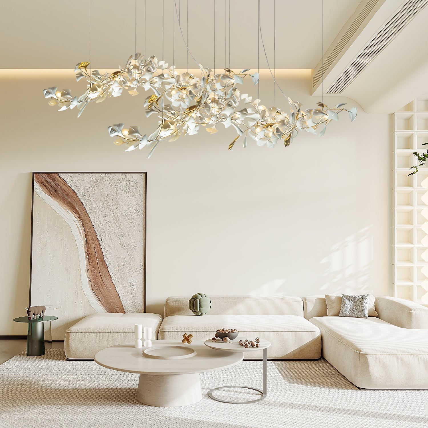 Ebuylight Leaves Combination Gingko Ceramics Chandelier - Cyran Lamps