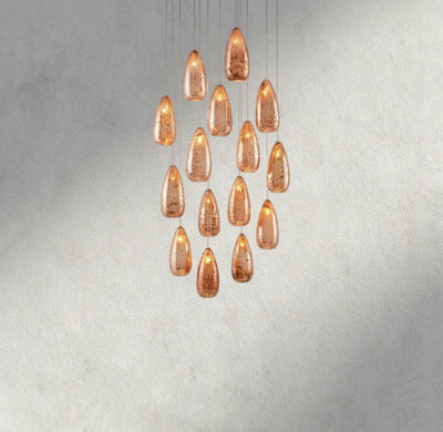 Edda Round Glass Chandelier 23", 35" - Cyran Lamps