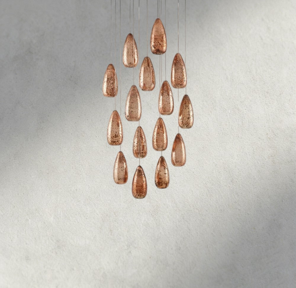 Edda Round Glass Chandelier 23", 35" - Cyran Lamps