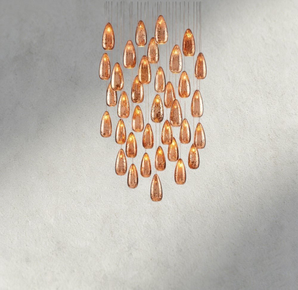 Edda Round Glass Chandelier 23", 35" - Cyran Lamps