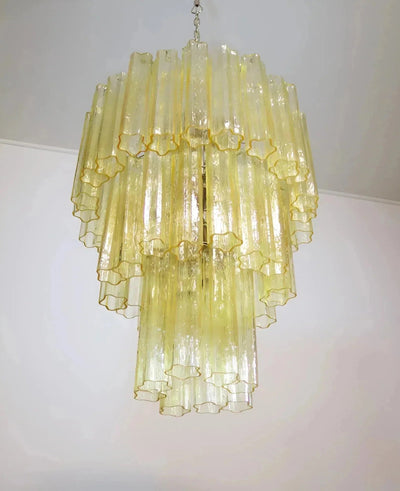 Elegant Yellow Murano Glass Tube Chandelier 25.6" - Cyran Lamps