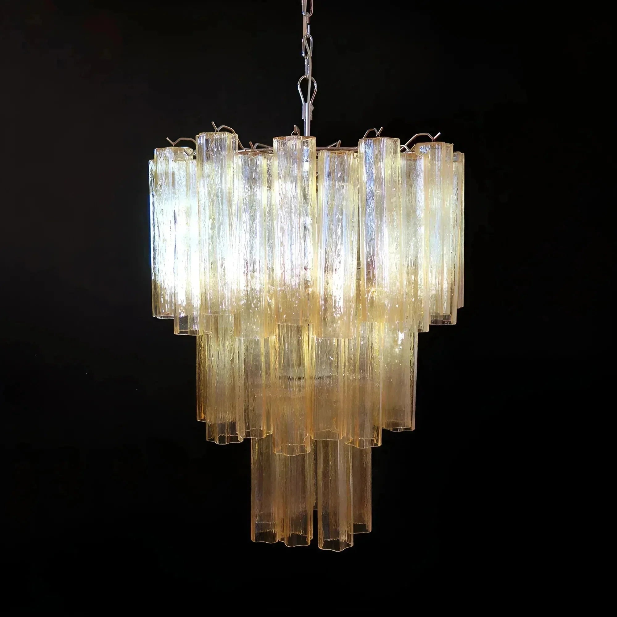 Elegant Yellow Murano Glass Tube Chandelier 25.6" - Cyran Lamps