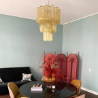 Elegant Yellow Murano Glass Tube Chandelier 25.6" - Cyran Lamps