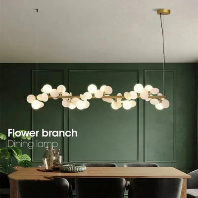 Eli Glass Globes Linear Chandelier For Dining Room - 12 LightsGrayCool white 6000KCyranlamps