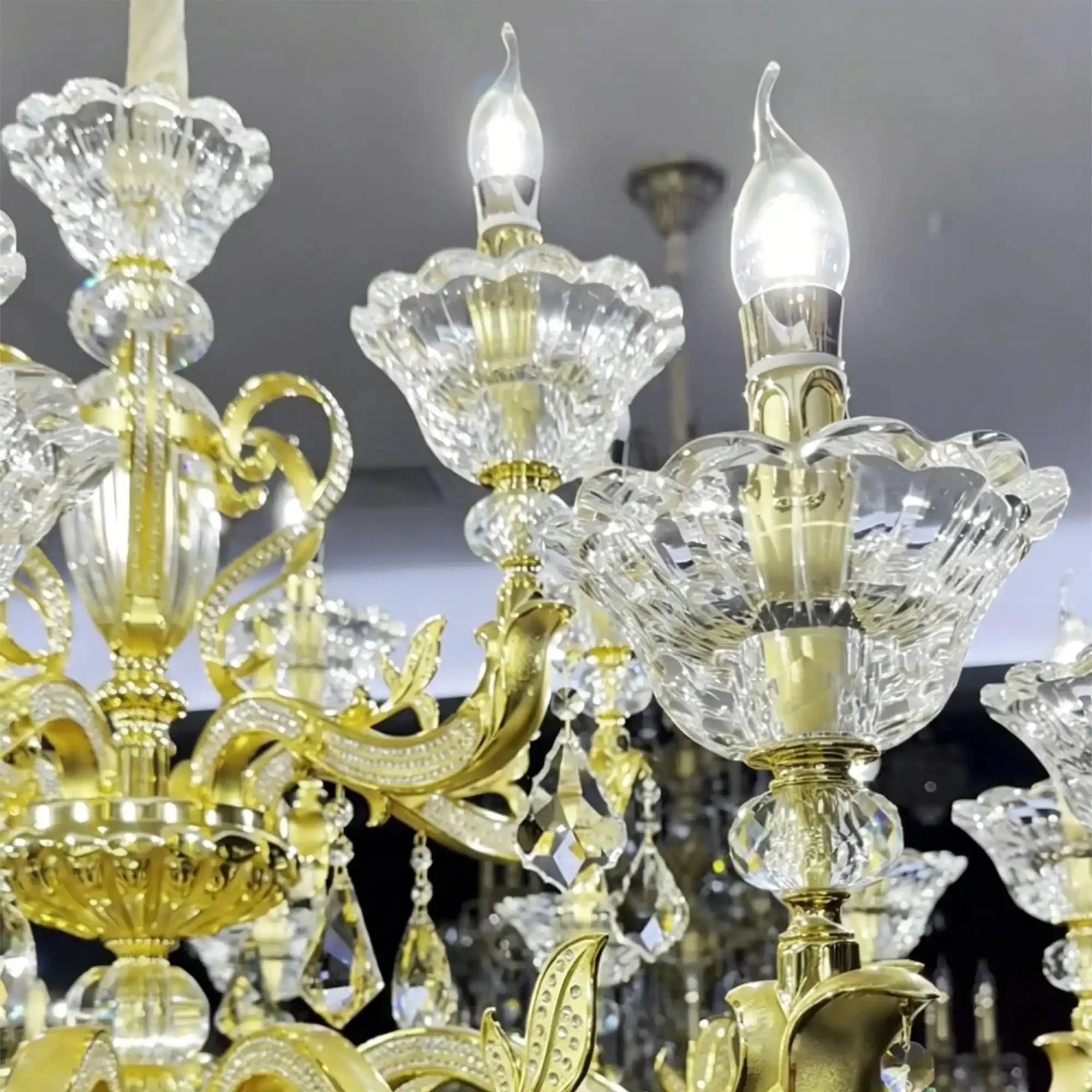 Eternal Baroque Revival Chandelier Series with Diamond - Inspired Crystal - Studded Light Arms - 48 Lights/D77.17"*H109.45"(D196cm*H278cm)Warm LightCyranlamps