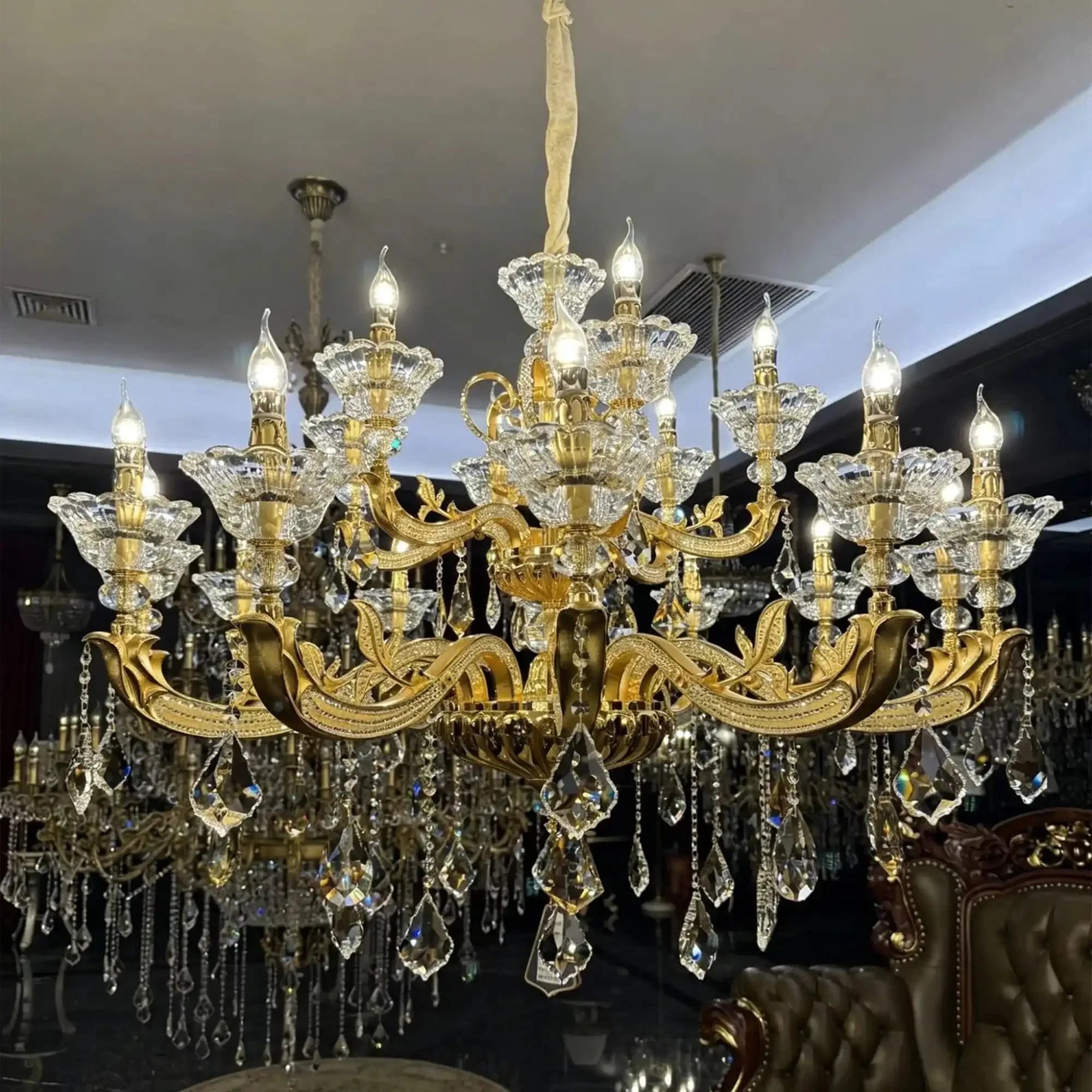 Eternal Baroque Revival Chandelier Series with Diamond - Inspired Crystal - Studded Light Arms - 48 Lights/D77.17"*H109.45"(D196cm*H278cm)Warm LightCyranlamps