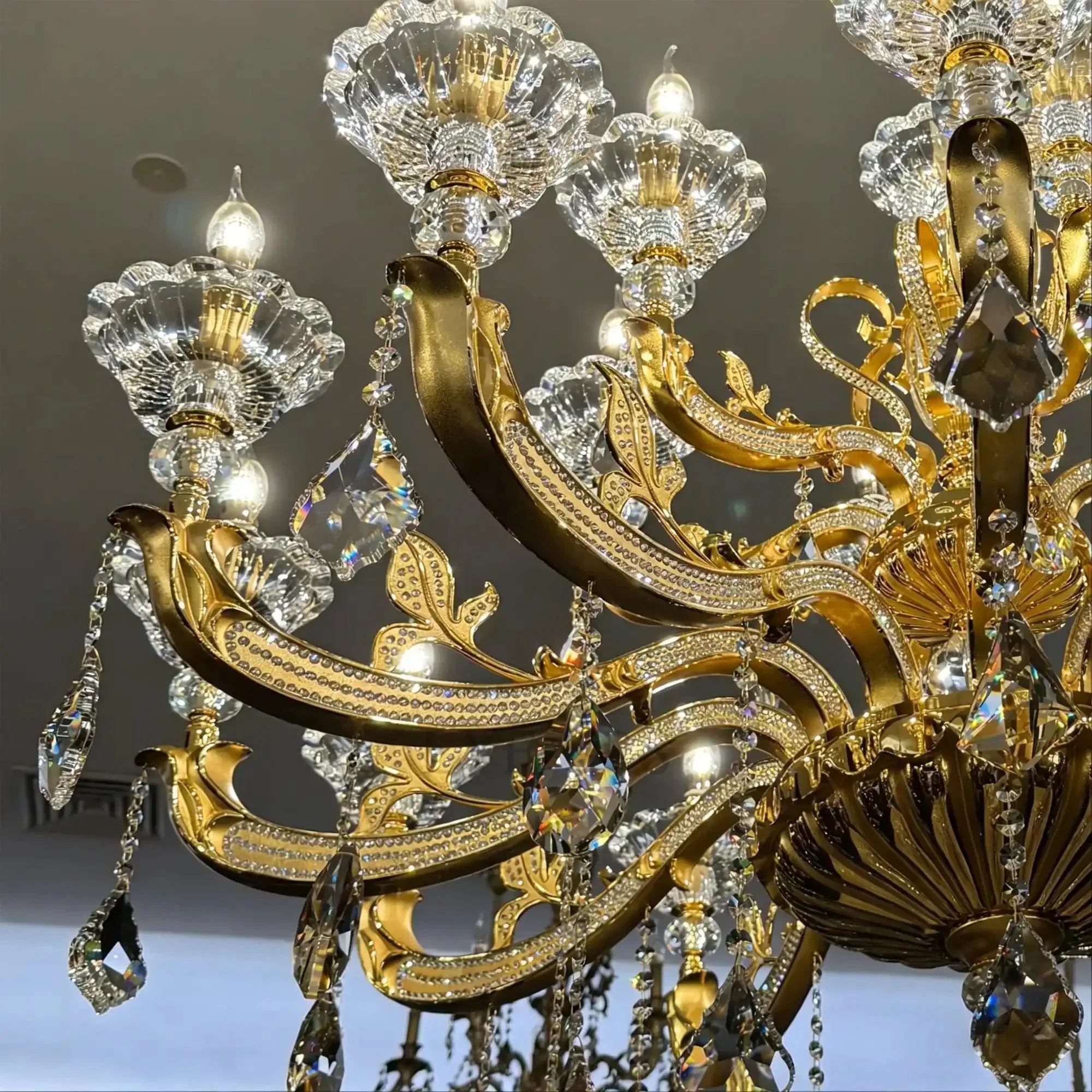 Eternal Baroque Revival Chandelier Series with Diamond - Inspired Crystal - Studded Light Arms - 48 Lights/D77.17"*H109.45"(D196cm*H278cm)Warm LightCyranlamps