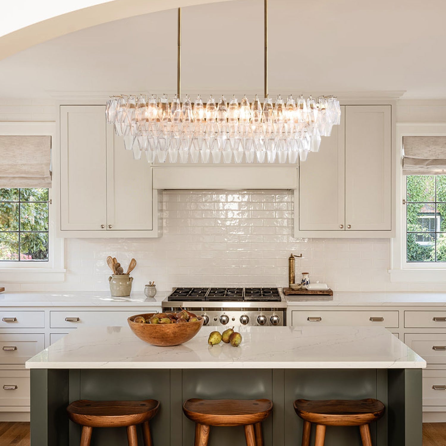 Florence Glass Linear Chandelier - Cyran Lamps