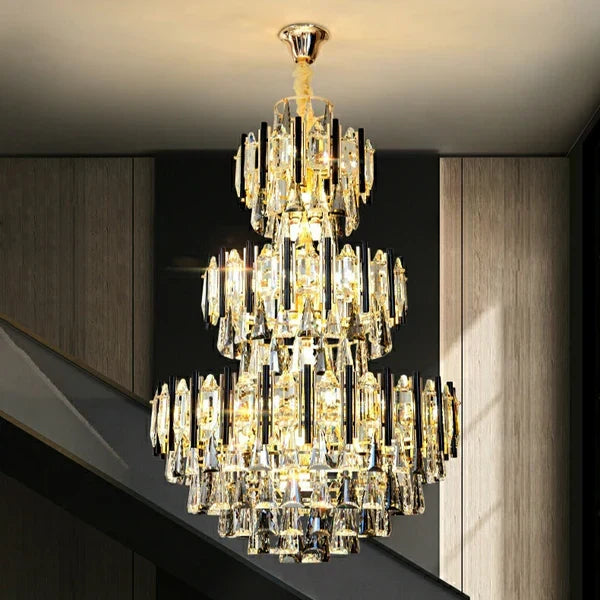 Foyer 3 Layers Extra Large Crystal Chandelier for Living Room Staircase Ceiling Lighting Fixture
