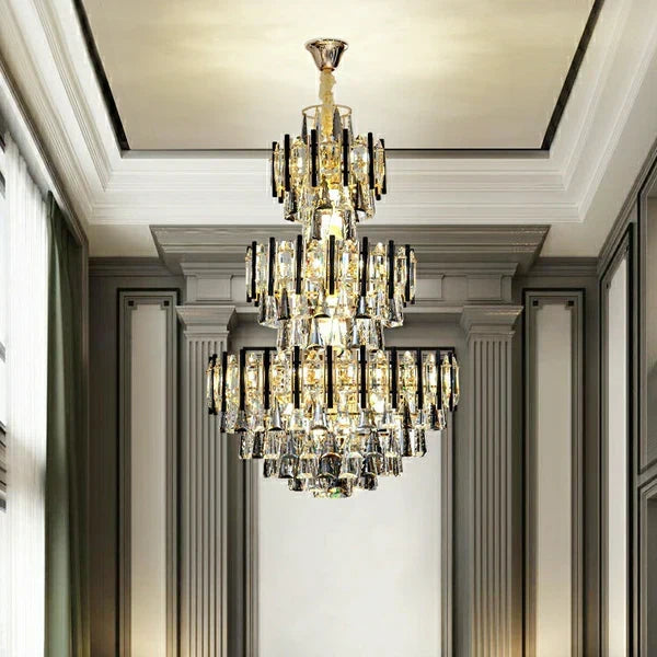 Foyer 3 Layers Extra Large Crystal Chandelier for Living Room Staircase Ceiling Lighting Fixture