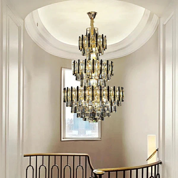 Foyer 3 Layers Extra Large Crystal Chandelier for Living Room Staircase Ceiling Lighting Fixture