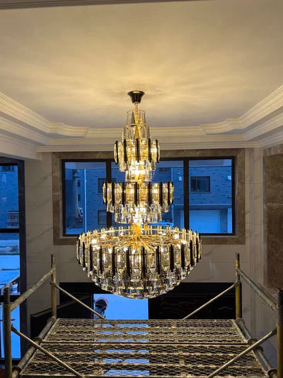 Foyer 3 Layers Extra Large Crystal Chandelier for Living Room Staircase Ceiling Lighting Fixture