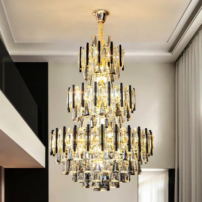 Foyer 3 Layers Extra Large Crystal Chandelier for Living Room Staircase Ceiling Lighting Fixture