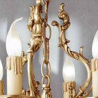 French Vintage Gold Candle Chandelier 6 - Light Classic Brass Ceiling Lighting Fixture - Cyran Lamps