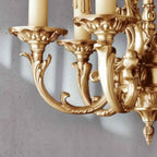 French Vintage Gold Candle Chandelier 6 - Light Classic Brass Ceiling Lighting Fixture - Cyran Lamps