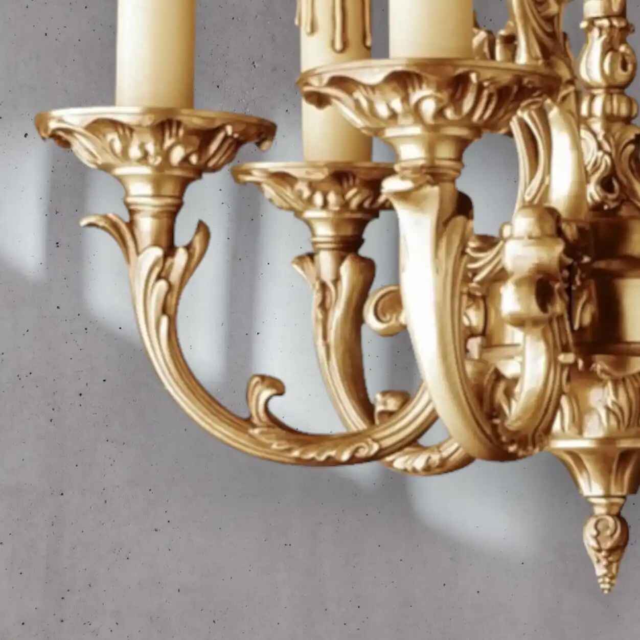 French Vintage Gold Candle Chandelier 6 - Light Classic Brass Ceiling Lighting Fixture - Cyran Lamps