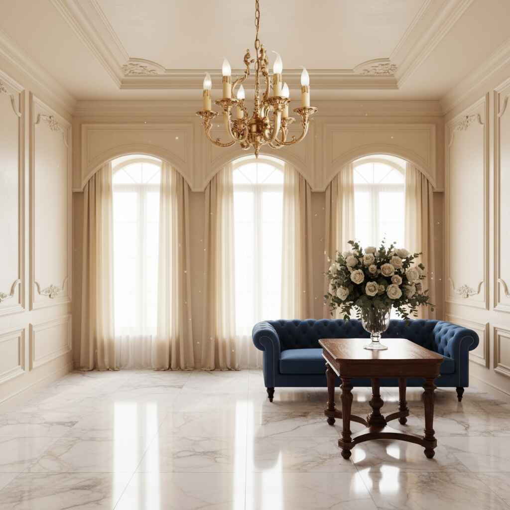 French Vintage Gold Candle Chandelier 6 - Light Classic Brass Ceiling Lighting Fixture - Cyran Lamps