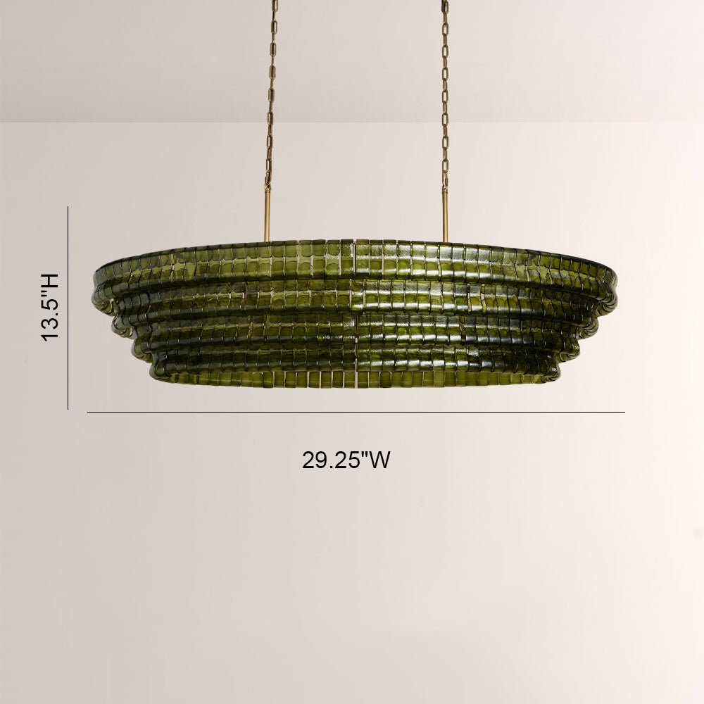 Ghiaccia Textured Glass Linear Chandelier - Cyran Lamps