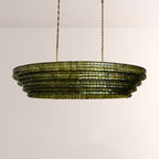Ghiaccia Textured Glass Linear Chandelier - Cyran Lamps