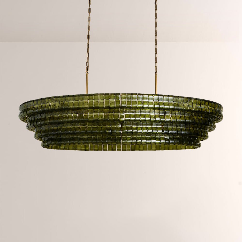 Ghiaccia Textured Glass Linear Chandelier - Cyran Lamps
