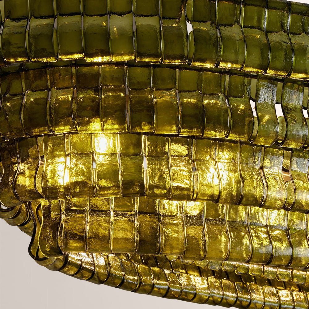 Ghiaccia Textured Glass Linear Chandelier - Cyran Lamps