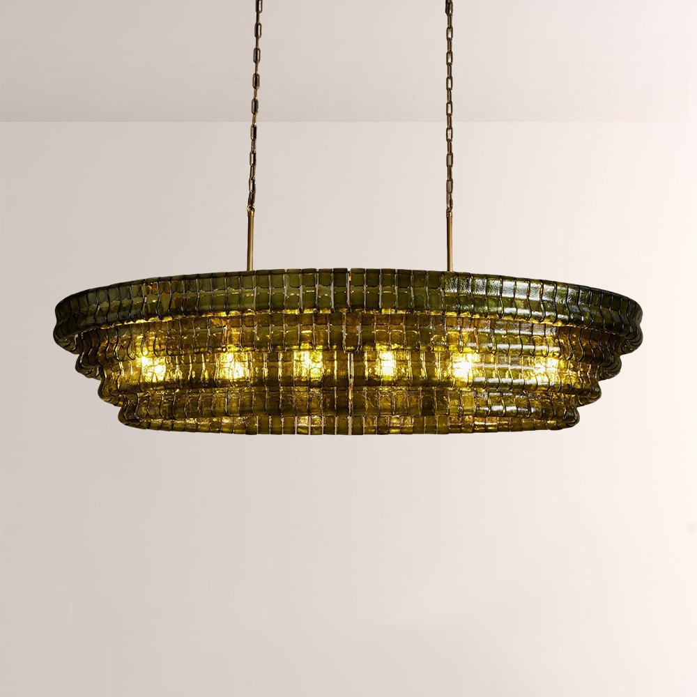 Ghiaccia Textured Glass Linear Chandelier - Cyran Lamps