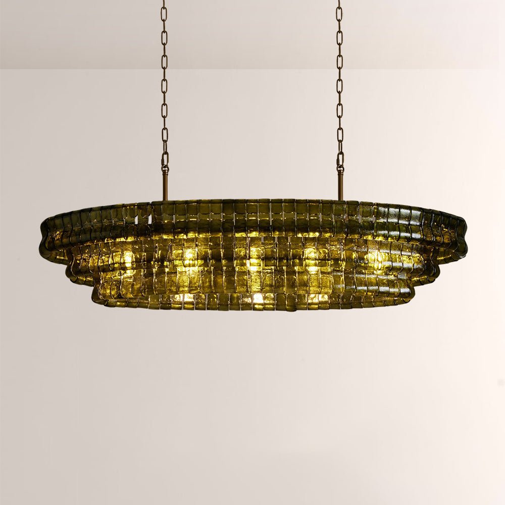 Ghiaccia Textured Glass Linear Chandelier - Cyran Lamps