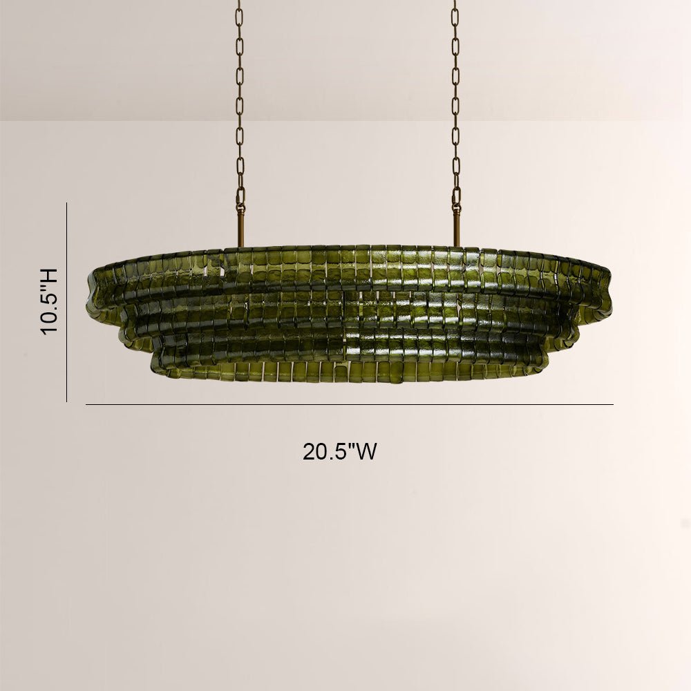 Ghiaccia Textured Glass Linear Chandelier - Cyran Lamps