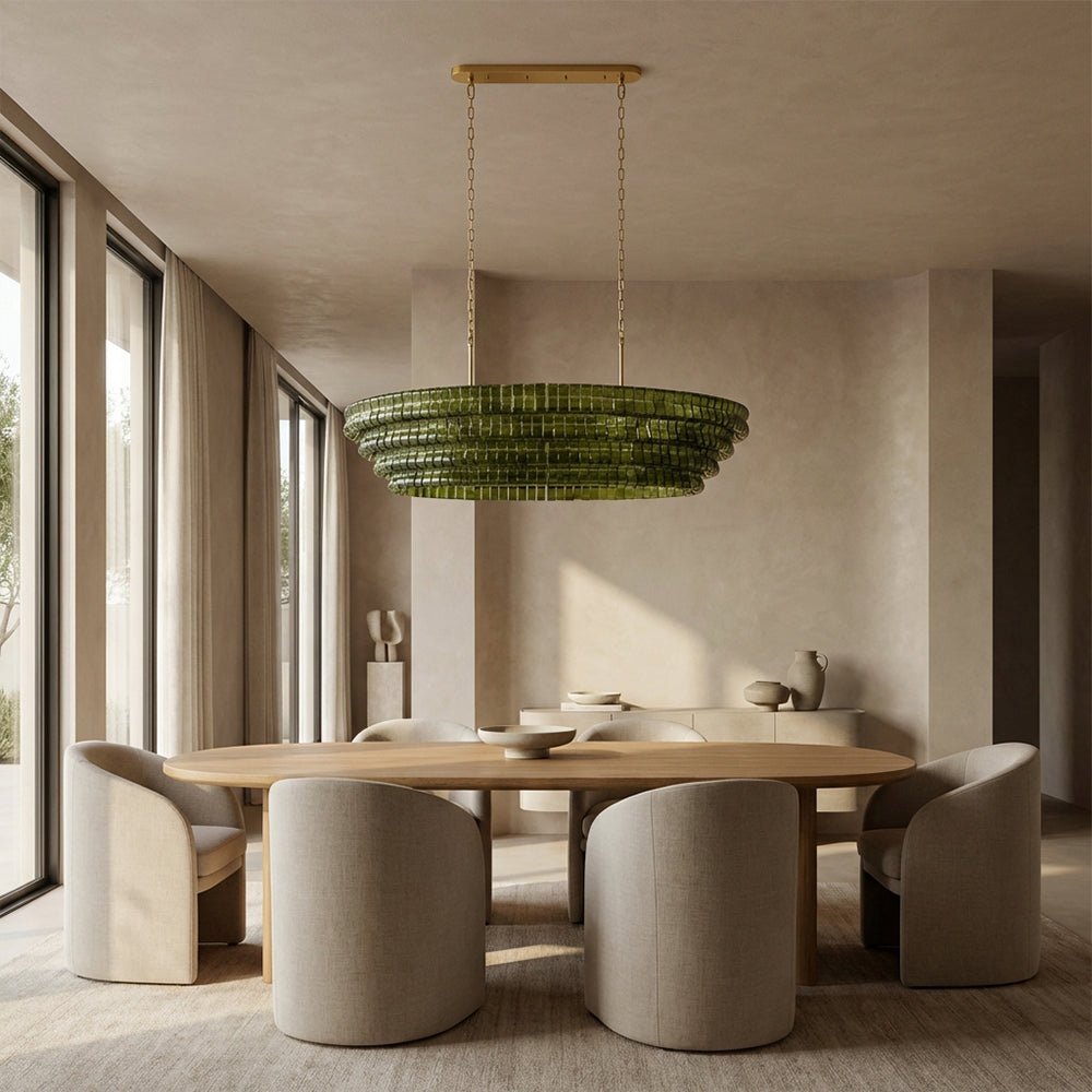 Ghiaccia Textured Glass Linear Chandelier - Cyran Lamps