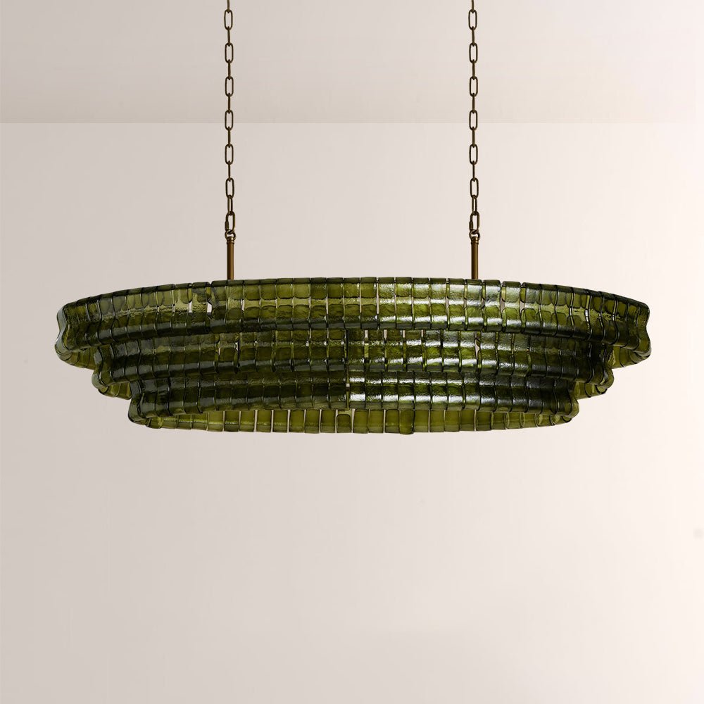 Ghiaccia Textured Glass Linear Chandelier - Cyran Lamps