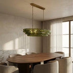 Ghiaccia Textured Glass Linear Chandelier - Cyran Lamps
