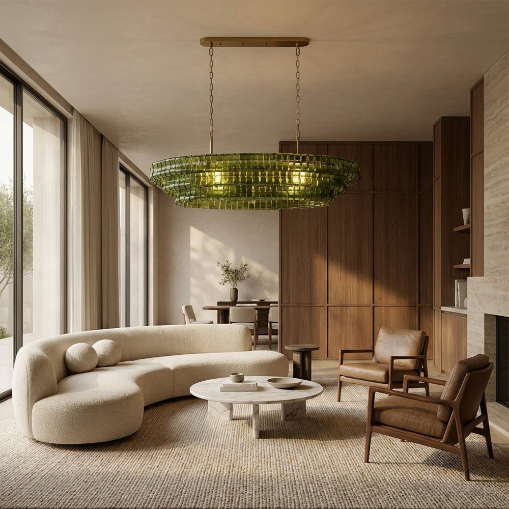 Ghiaccia Textured Glass Linear Chandelier - Cyran Lamps