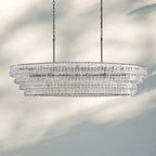 Ghiaccio Glass Oval Chandelier 54''65'' - GILDLAMPS