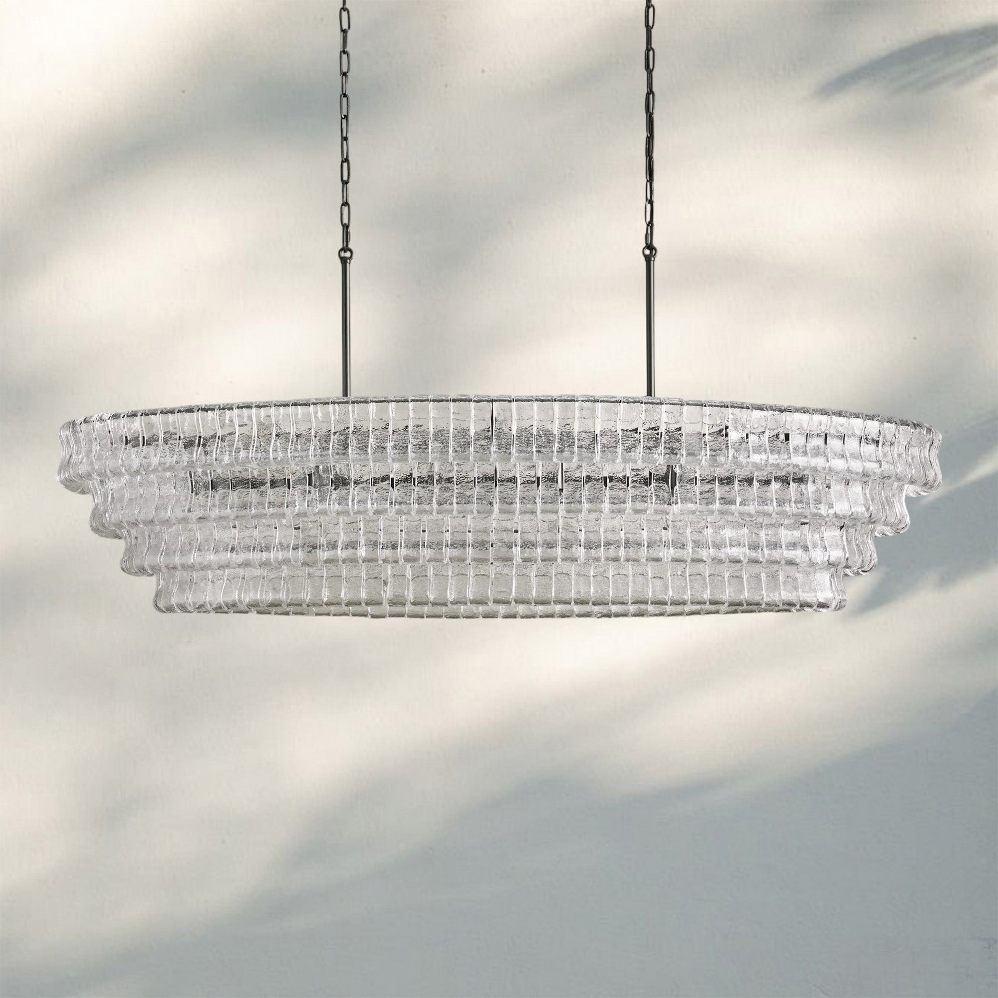 Ghiaccio Glass Oval Chandelier 54''65'' - GILDLAMPS