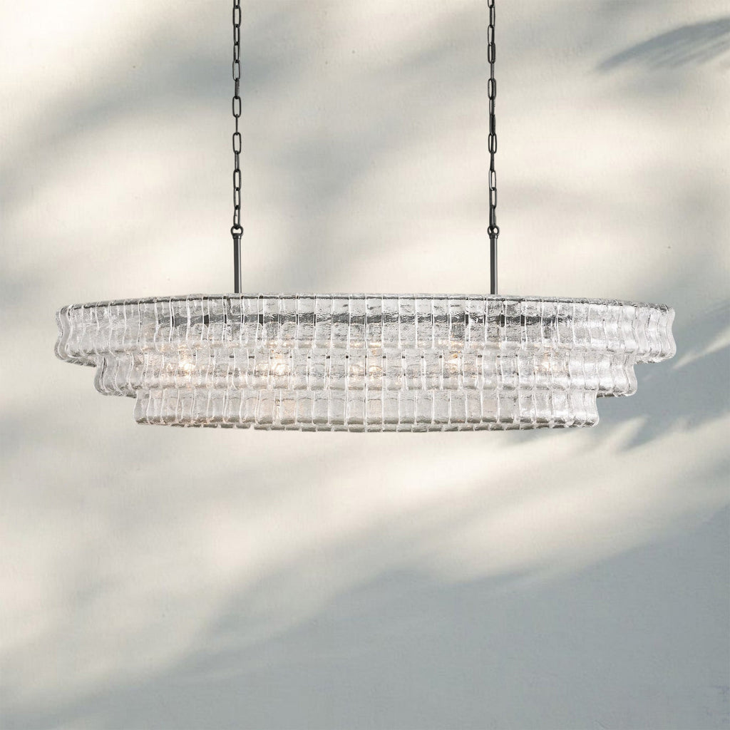 Ghiaccio Glass Oval Chandelier 54''65'' - GILDLAMPS