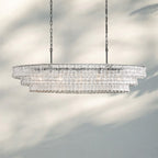 Ghiaccio Glass Oval Chandelier 54''65'' - GILDLAMPS